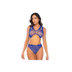 Body en résille bleu avec chaînes dorées - Mapalé